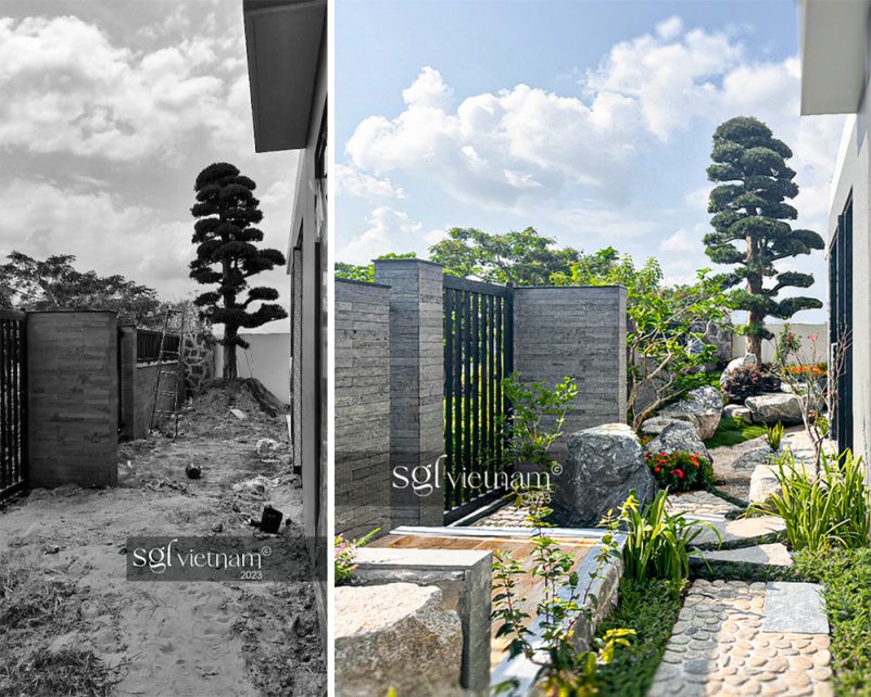 Trước và sau khi cải tạo sân vườn